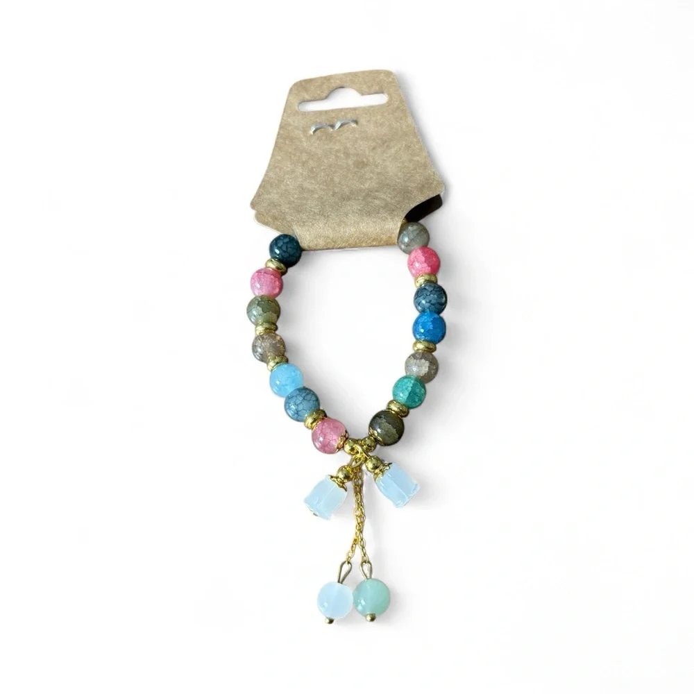 Women boho Elegant Multicolor Beaded Bracelet with dangle beads